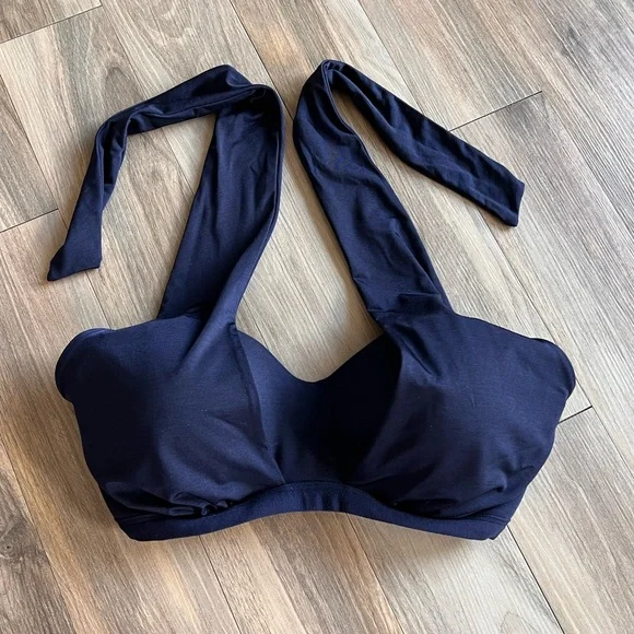 Athleta 32D/DD Underwire Halter Neck Bikini Top Navy Swimsuit Swimwear - Picture 6 of 6